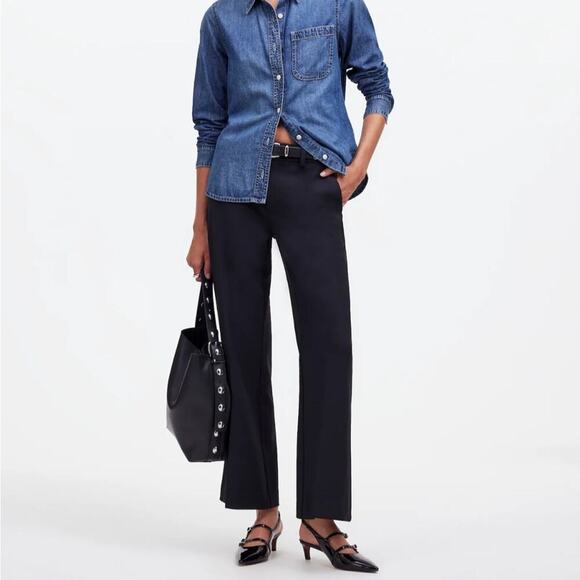 Madewell Kick Out Crop Pants In Wool Blend Twill - Picture 1 of 7